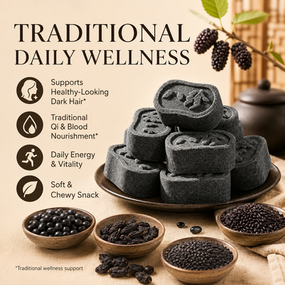 Five Black Eight Treasure Cake – Soft & Chewy Traditional Black Superfood Snack for Hair Wellness, Daily Vitality & Nourishing Energy-ZP